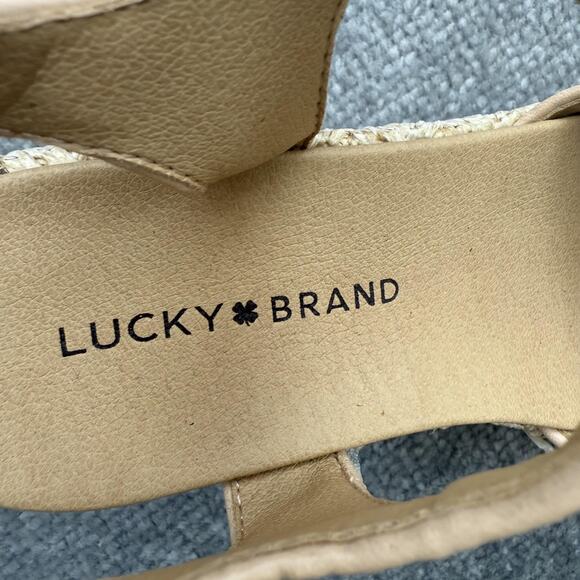 Lucky Brand Sandals Womens Size 6.5 Natural Wagoo Platform Espadrille Strappy - Picture 6 of 12